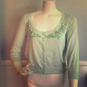 NET Ounce 3/4 Sleeve Button Up Sweater